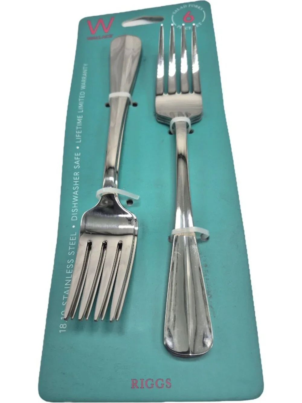 Wallace Riggs Salad Forks 6-Piece Silverware Set Dishwasher Safe 18/10 Stainless